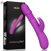 Guver USB Rechargeable Silicone Vibrator Rotate&Stretch Heated Powerful Dildo Massager G spot Clitoris Waterproof Women Sex Toys