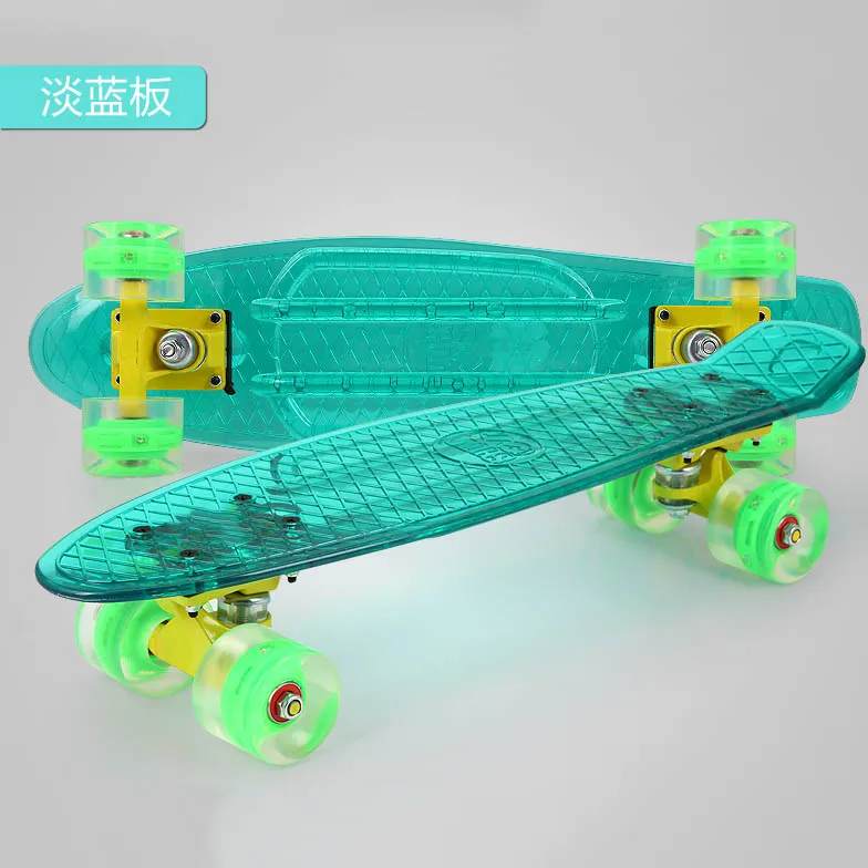 2" Прозрачный Банан скейтборды с светодиодный светильник single Rocker longboard палубы и колеса все мигает ABEC-9 скейтборд - Цвет: Зеленый