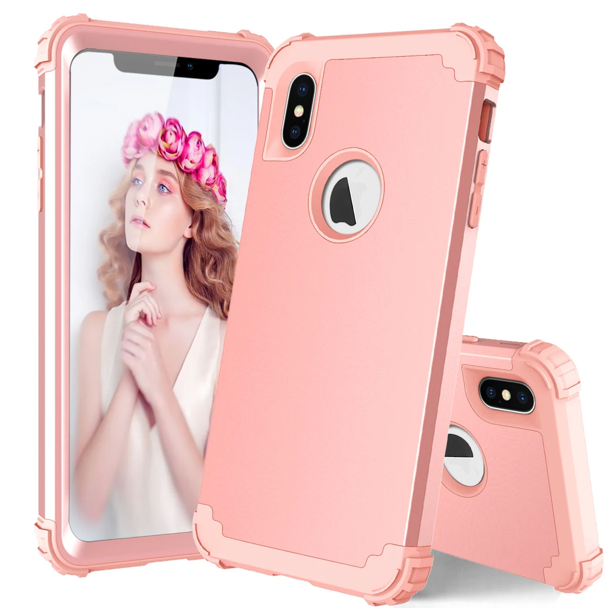 

Shockproof Protective Phone Case For iPhone XR XS Max X Case Full-Body Cover 3 in 1 Hybrid Hard PC & Soft Silicone Heavy Duty