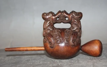 

7" Old Chinese Boxwood Hand-Carved Dragon Zen Buddha meditation Muyu Wooden fish