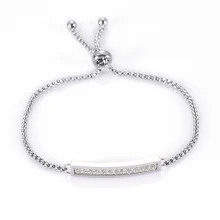 KLH0185 Для женщин/Женские браслеты CZ инкрустация Нержавеющая сталь Регулируемая цепочка-браслет для любовь, спасибо, День святого Валентина