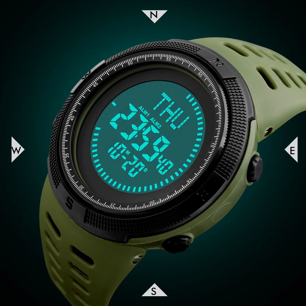 men's digital watch with compass