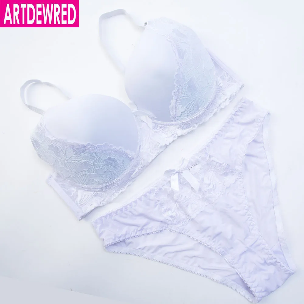 ARTDEWRED Plus Size Bra Set 90D 95DD 100E 110 Cup Underwear Oversized Lace Women Lingerie Puse Up Bra Brief Sets Sexy Intimate