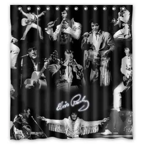 New Elvis Presley Bathroom Waterproof Fabric Shower Curtain Free 12 Hook New Home Decor 66x72
