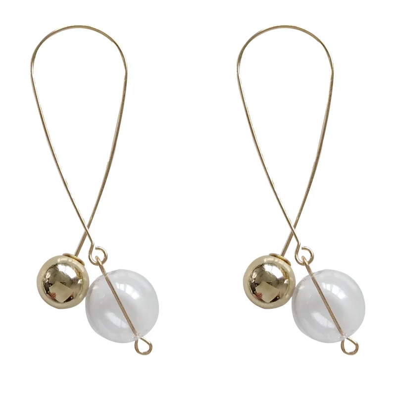 

Metal Transparent Glass Bubble Long Loop Earrings for Women Gold-color Ball Hoop Earrings