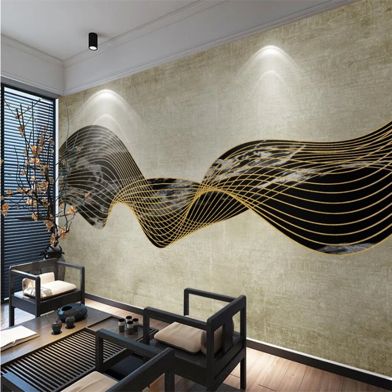 

beibehang Wallpaper custom murals living room bedroom sofa lying new Chinese abstract golden line sky cloud TV background wall