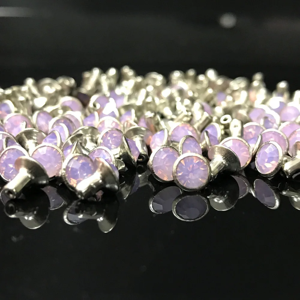 New Coming DIY 50PCS 6MM Rose Water Opal CZ+++ Hardware Rivets Pink