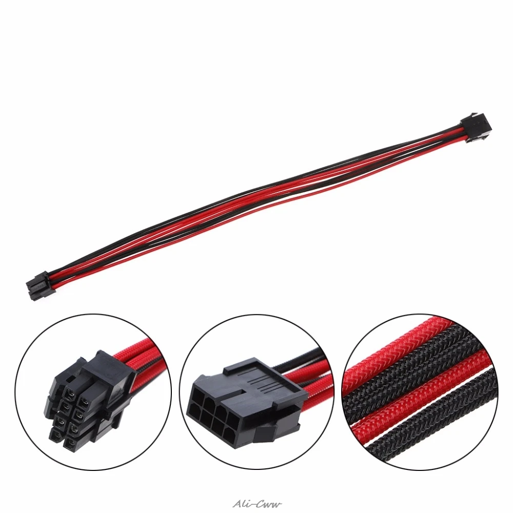 

1Pc CPU 8Pin ATX CPU Power Supply Female to Male Power Extension Cable Black Red Sleeved Cables 40cm