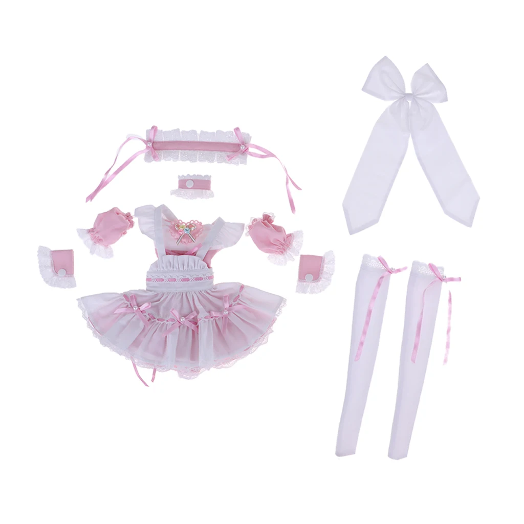 

Fairy Doll Clothes Maid Outfit Maidservant Costume Set For 1/3 BJD Doll Garment Dress up Accessories Light Pink