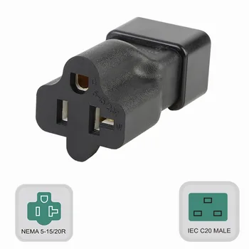 

IEC320 C20 TO 5-15R Connector.IEC C20 to Nema 5-15/20R Comb Adapter,PS Plug to Nema 5-20R 20Amp AC Power Adapter, C20 TO 5-20R