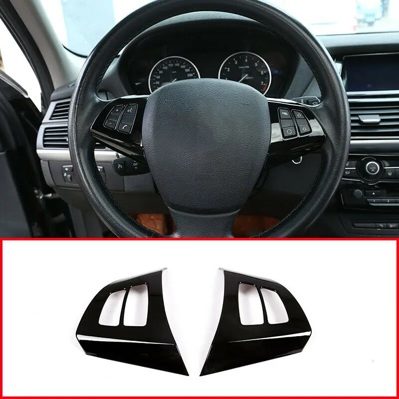 2pcs Decorative Steering Wheel Trim Button For BMW X5 E70 2008-2013 ABS Interior Decal Accessory