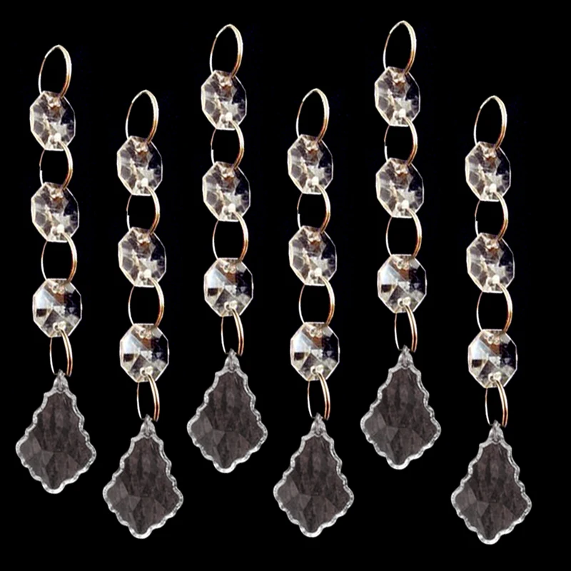 

Quadruple 1pc Clear Maple Leaf Crystal Beads Chain Chandelier Hanging Accessories Wedding Home Light Fixture Decoration