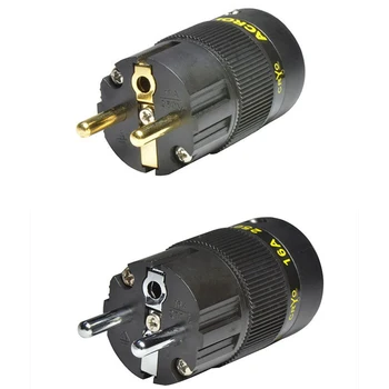 

Hi-End Gold/ Rhodium EU Schuko Power Plug hifi Audio speaker amplifier Electrical AC Power cord EU Schuko Plug socket connector