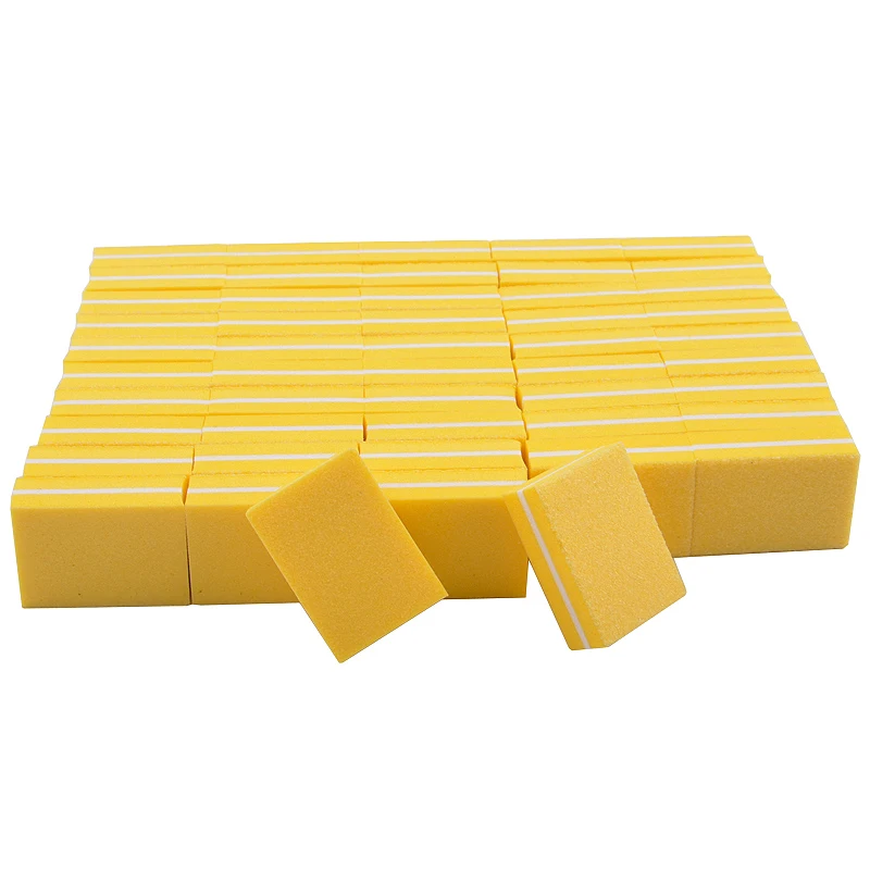 

50Pcs Mini Nail Files Nail Art Tools Artificial Nail Yellow Sandpaper Disposable Cuticle Remover Buffers Block 100/180 Grit