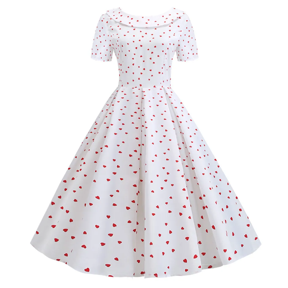 

Floral Printed Vintage Dress Women Summer 2019 Short Sleeve Retro 50s 60s Pin Up Rockabilly Party Dress Robe Vestidos Plus Size