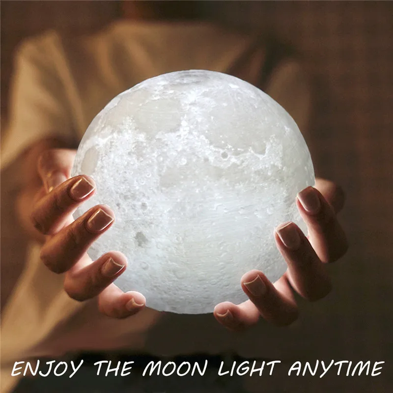 

8cm Diameter 3D Print Moon Lamp USB LED Night Light Moonlight Gift Touch Sensor Color Changing Night Lamp