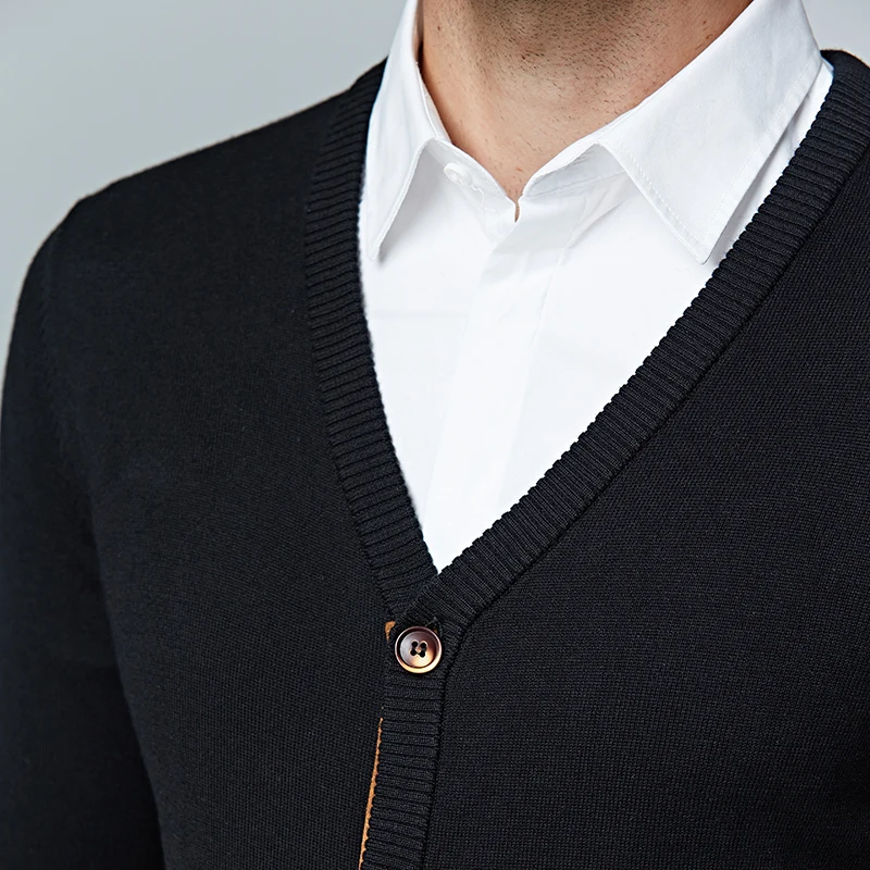 Брендовый свитер мужской с v-образным вырезом однотонный Slim Fit вязание мужской s свитера кардиган Мужская одежда 2018 осень мода повседневные