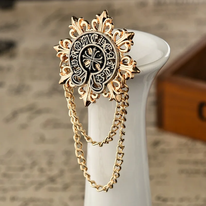 Mdiger Brand Alloy Brooches High Quality Mens Suits Medal Chain Brooch