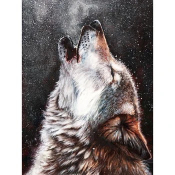 

Full Square/Round Drill 5D DIY Diamond Painting "Howling Lonely Wolf" Embroidery Cross Stitch Rhinestone Christmas Decoration GT