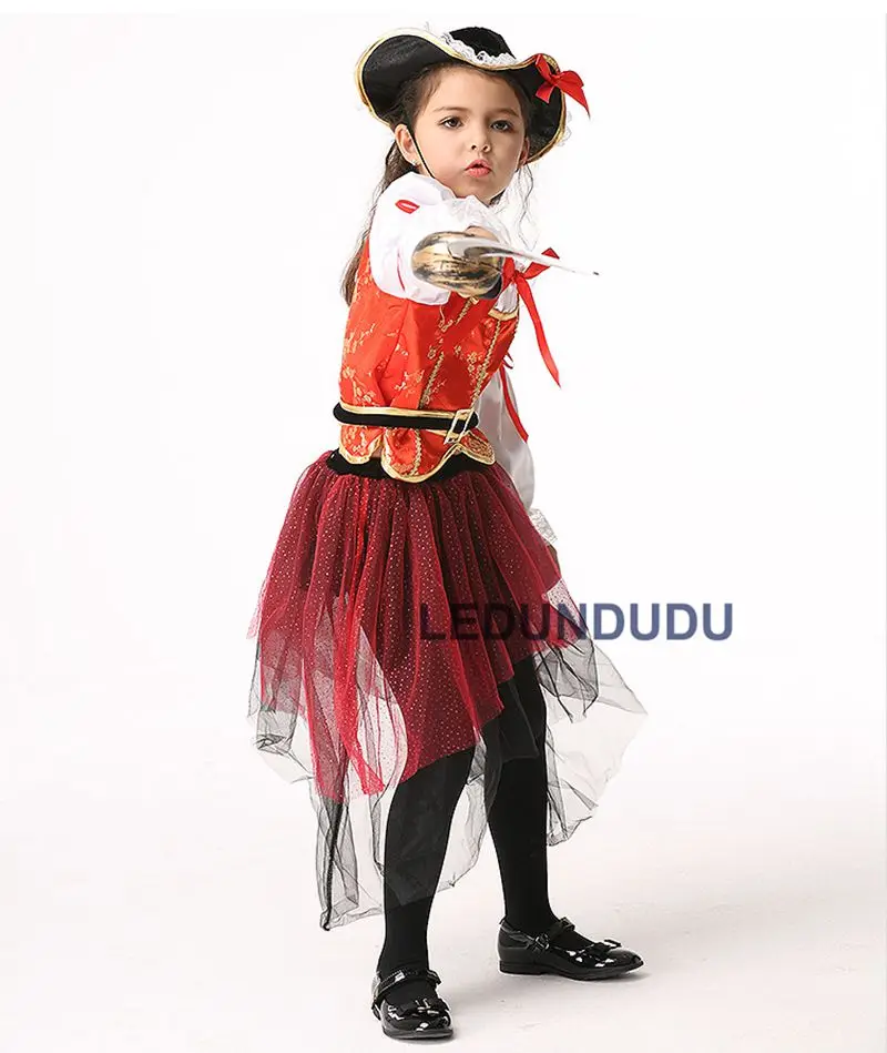 Hot Kids Halloween Carnival Cosplay Pirate Costume Girls Fancy Party Outfits Children Princess Dress  (19)