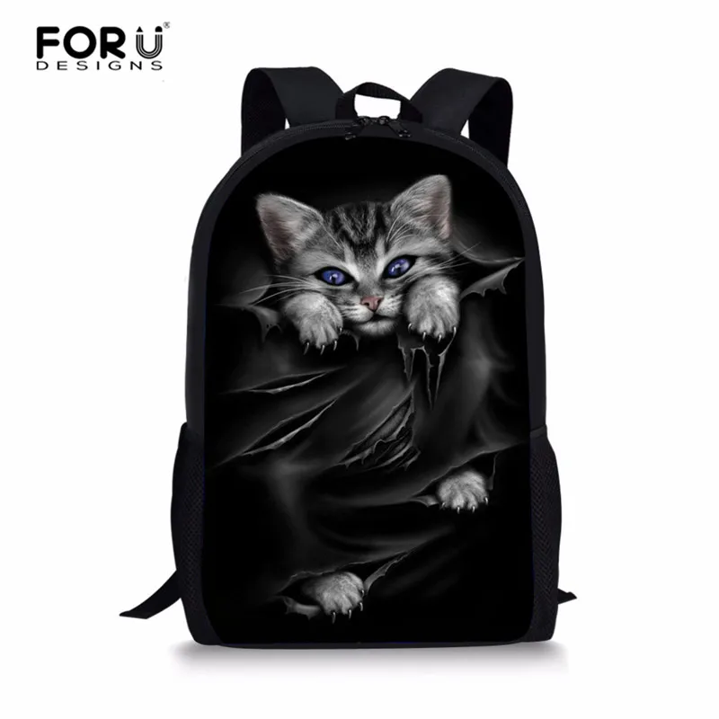 L5068C FORUDESIGNS/черные школьные сумки с принтом кота Детские рюкзаки для подростков девочек легкие школьные сумки детские школьные сумки для мальчиков - Цвет: L5068C