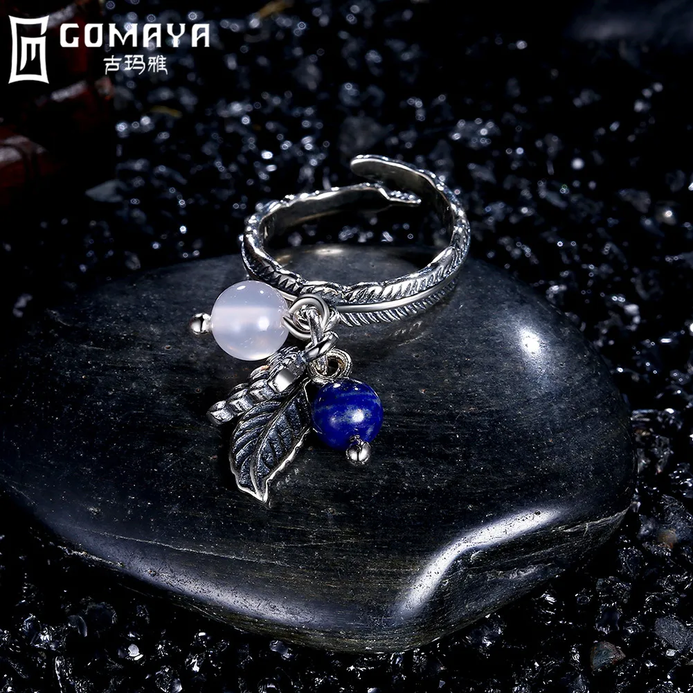 

GOMAYA Silver Color 925 Sterling Silver Rings Gift for Women Fine Jewelry Unique Vintage with Beads Female Bijoux Wholesale