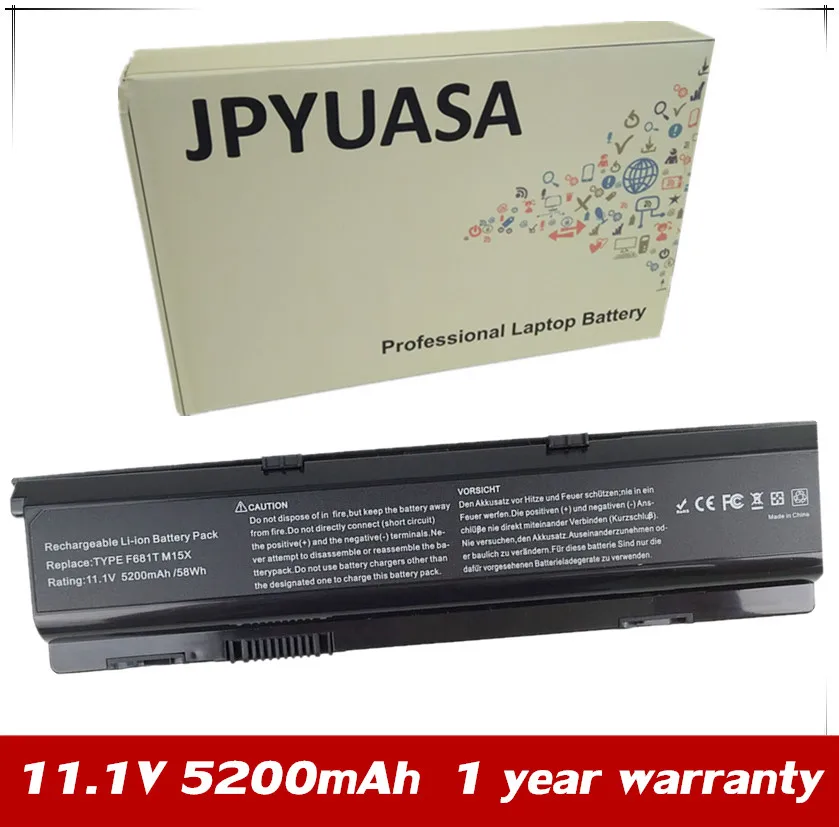7XINbox 11.1V 58Wh Replacement Laptop Battery for Dell Alienware M15X P08G Series F681T D951T SQU-722 SQU-724 T780R 312-0210