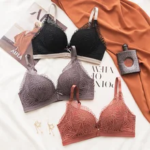 Wasteheart Women Fashion Red Purple Push Up Bra Set Bralette Lace Trim Padded Panties Sexy Lingerie Sets Underwear Lace Bra Set scallop trim lace lingerie set