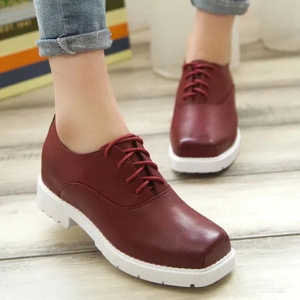 faux leather oxfords womens