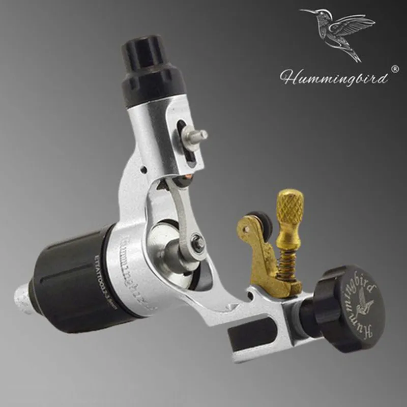 

Hummingbird Rotary Tattoo Machine Gun Swiss Motor Free RCA Jack Clip Cord Supply - Silver V2