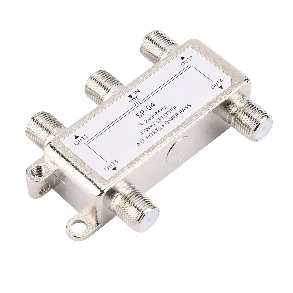 4 Way 4 Channel Satellite/Antenna/Cable TV Splitter Distributor 5-2400MHz F Type SP-04 Booster Splitter Home Tv Equipments