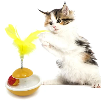 

Cat Toys Elastic Feather False Interactive Bottom Sucker Toys For Cat Kitten Playing Pet Seat Scratch Toy Pet Cat Accessories
