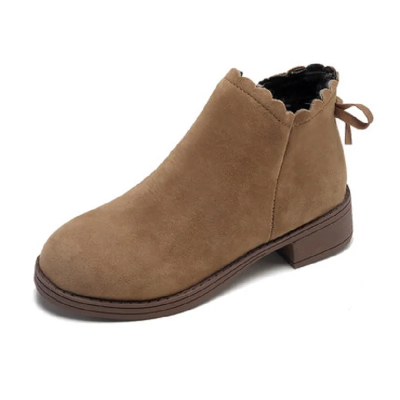 

MoBeiNi spring and Autumn 2018 new women's boots flat boots women's shoes autumn and winter Martin thick with bare boots