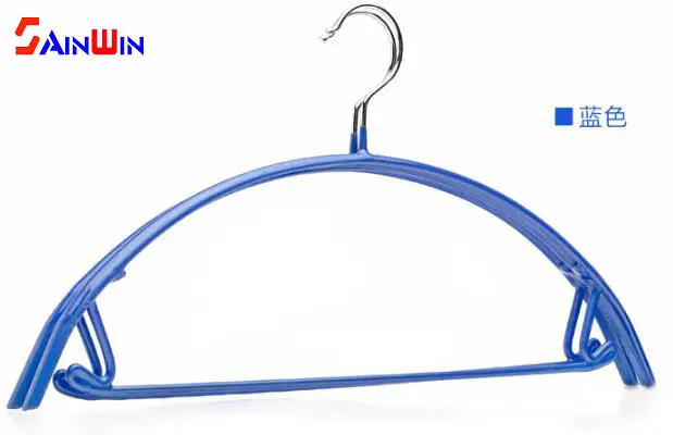 Sainwin 10 шт./лот 43 см вешалки из нержавеющей стали для одежды противоскользящие полукруглые плечики вешалка для одежды - Цвет: Синий