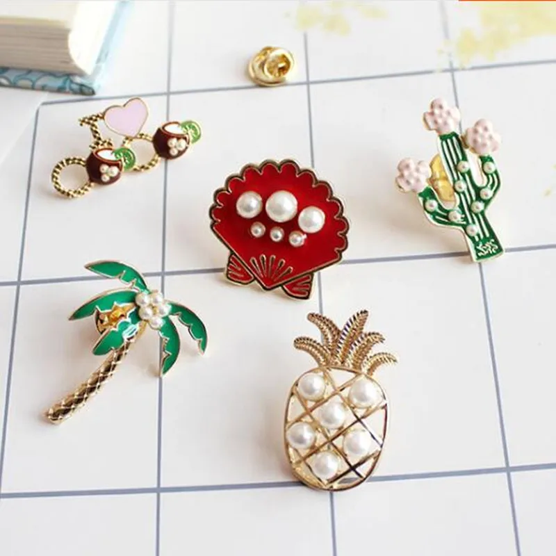 Timlee X266 Fashion Cartoon Holiday Series Of Coconut Shell Ananas Imitazione Spilla Spille All'Ingrosso Di Gioielli.