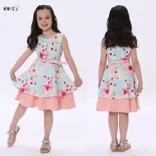 Летнее платье для маленьких девочек; платья принцессы без рукавов с цветочным принтом; элегантное платье с цветочным принтом для девочек; детская одежда для 3, 4, 5, 6, 7, 8 лет