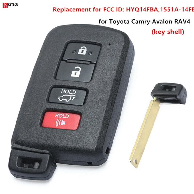 Keyecu New Smart Remote Key Shell 4 Button for Toyota Avalon RAV4 2014-2017 Replacement FCC ID: HYQ14FBA 1551A-14FBA | Автомобили и