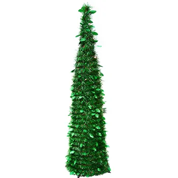 

Christmas Tree Decoration Simulation Christmas Tree Plastic Stand Shiny Holly Leaves Green Tree With Reflective Sequins