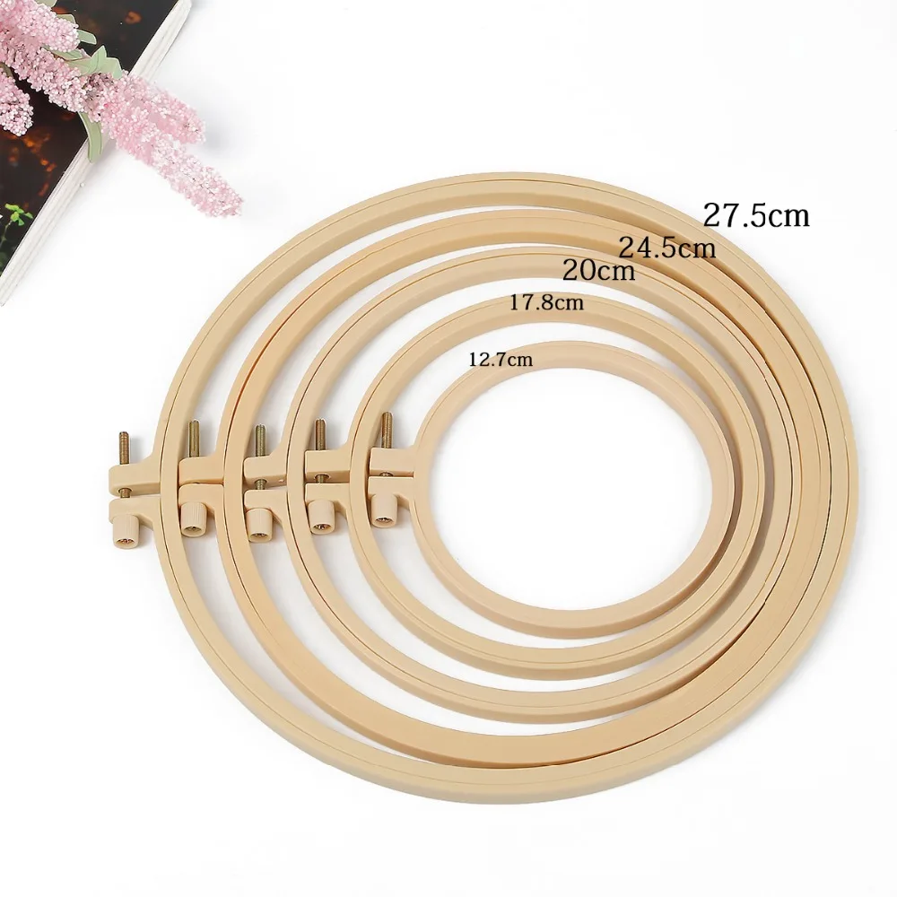 

1pc Imitation bamboo Cross-Stitch Tool Adjustable Round Frame Sewing Plastic Embroidery Hoop Ring Craft Accessories