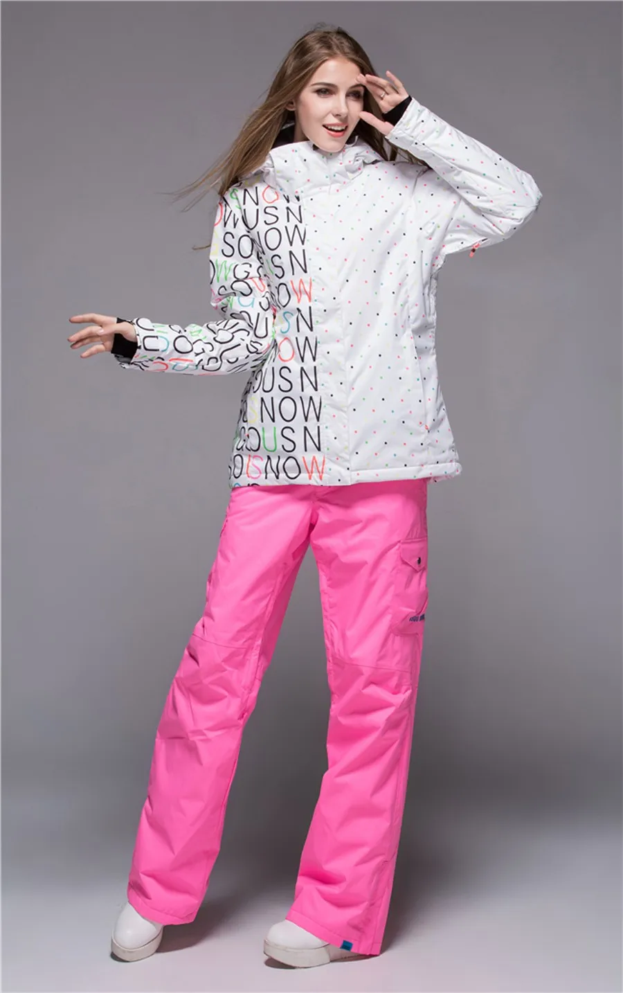 Брендовая женская лыжная куртка+ брюки ветрозащитная водонепроницаемая верхняя спортивная одежда теплый утепленный Лыжный Сноуборд костюм женский комплект