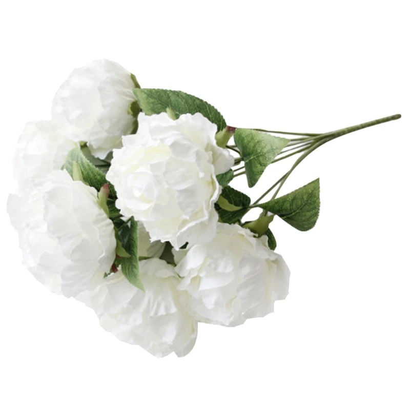 

1 Bouquet Peony Bouquet Silk Flowers Faux Fake Bunch Wedding Artificial, White