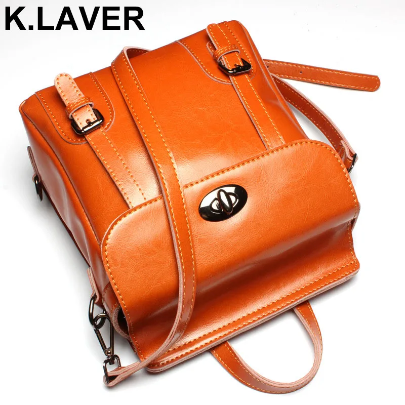 

K.LAVER Fashion Women's Backpacks Cow Leather For Teenage Girls School Bag Shoulder Bags Casual Back Packs Travel Bags Mochila