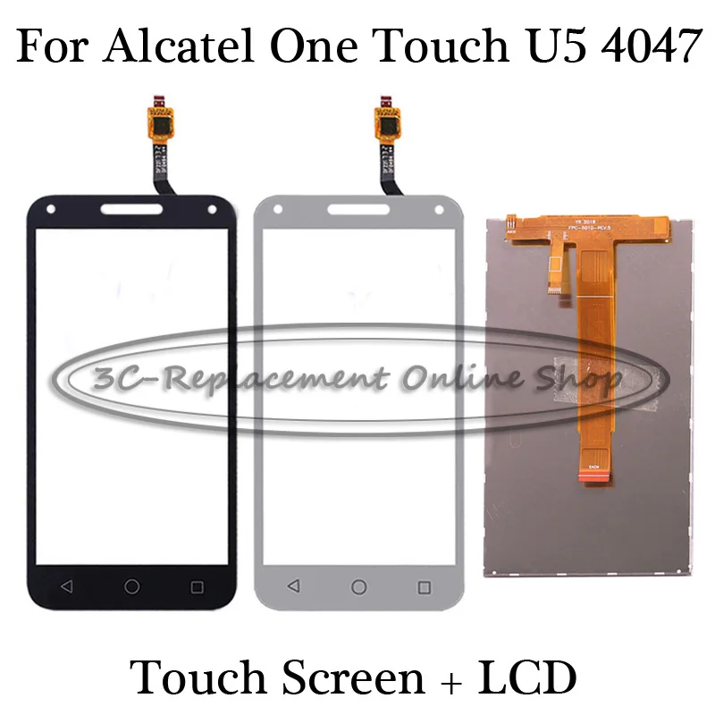 

Back/White NEW 5.0 inch For Alcatel One Touch U5 3G 4047D 4047 LCD Display Touch Screen Digitizer Replacement parts