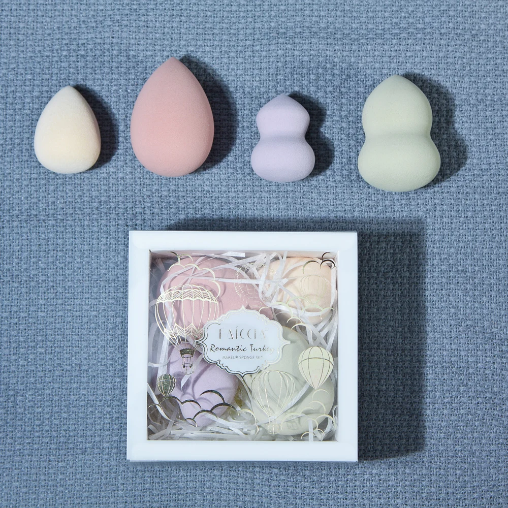 

4Pcs/Set Colorful Gourd and Droplet Type Puff Foundation Blender Puff Wet Dry Powder Smooth Cosmetic Make Up Puff Beauty Tools
