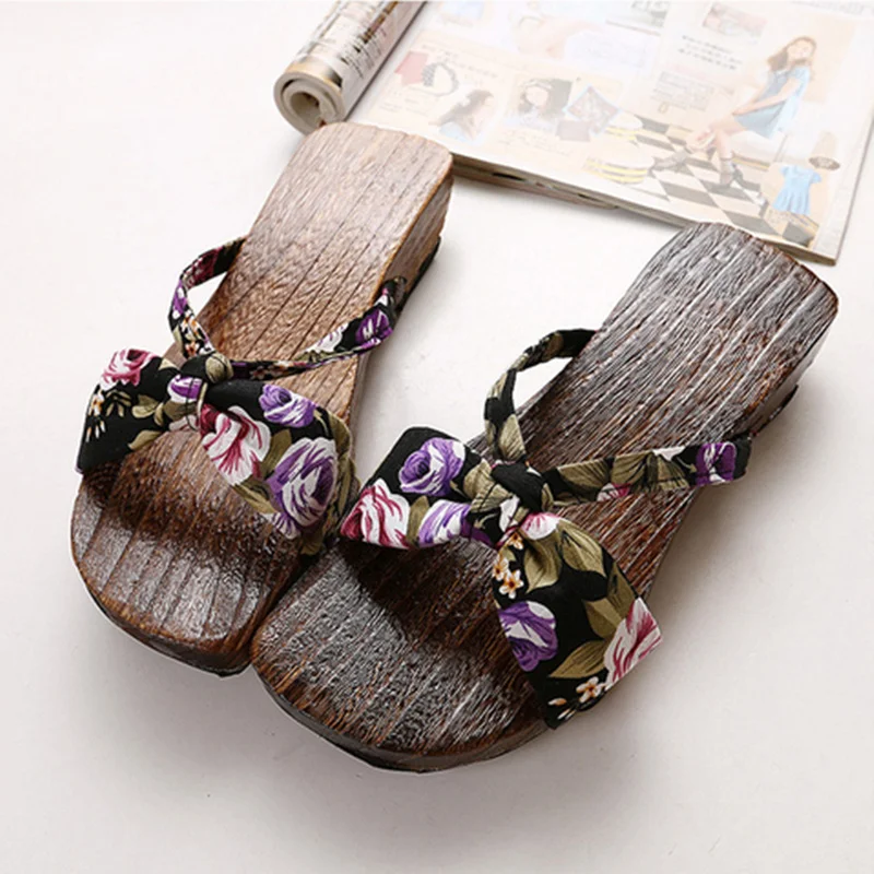 

2017 Summer Women Sandals Japanese Geta For Women Candlenut Clogs Shoes Woman Sandals Cosplay Flip Flops Sandalias Mujer#SJL361