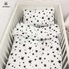 Комплект из 3 предметов, Детский Комплект постельного белья, дизайн с черной звездой и полосками, хлопок, Детский Комплект постельного белья на заказ для новорожденных девочек и мальчиков