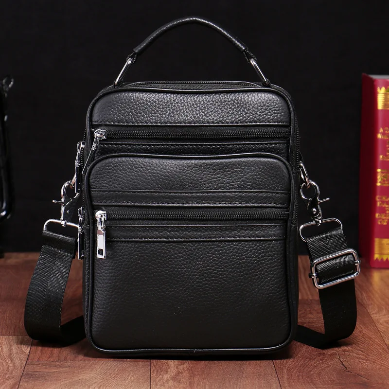 

Men's tide multi-function large-capacity shoulder bag Leather soft leather handbag first layer leather business fashion Messenge