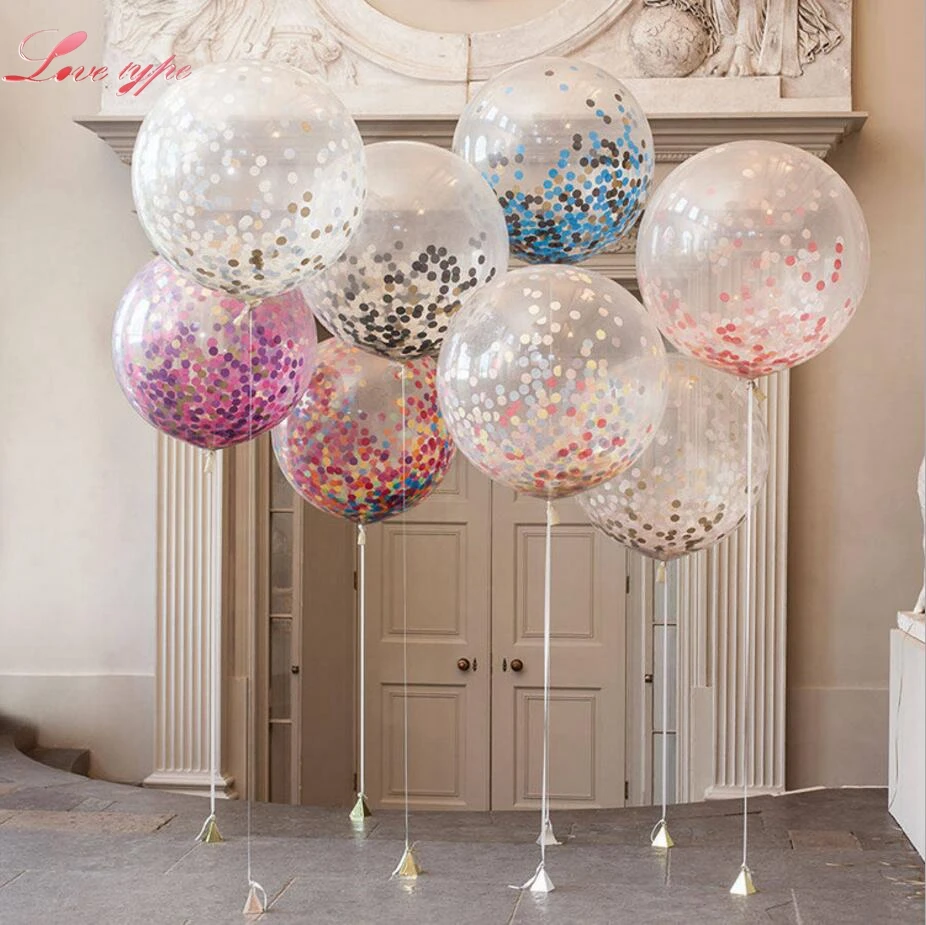 

5Pcs 12inch Confetti Latex Balloon Balloon Romantic Wedding Decoration Gold Foam Clear Confetti Balloons Birthday Party Supplies