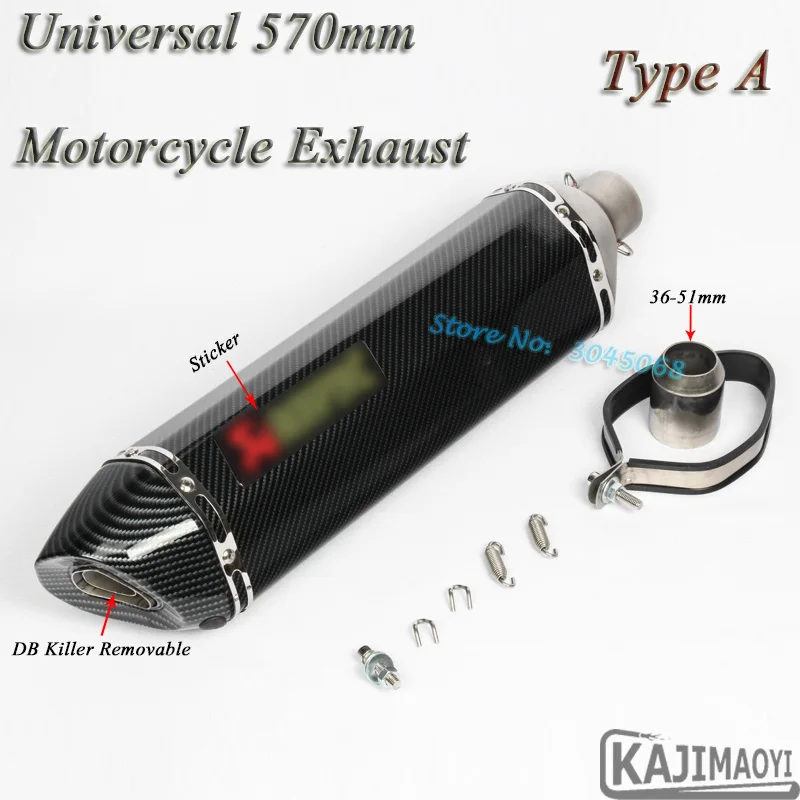 570mm Universal de la motocicleta tubo de Escape modificado Moto GP carbono silenciador DB asesino TMAX530 ZZR1400 GSXR1300 CB600