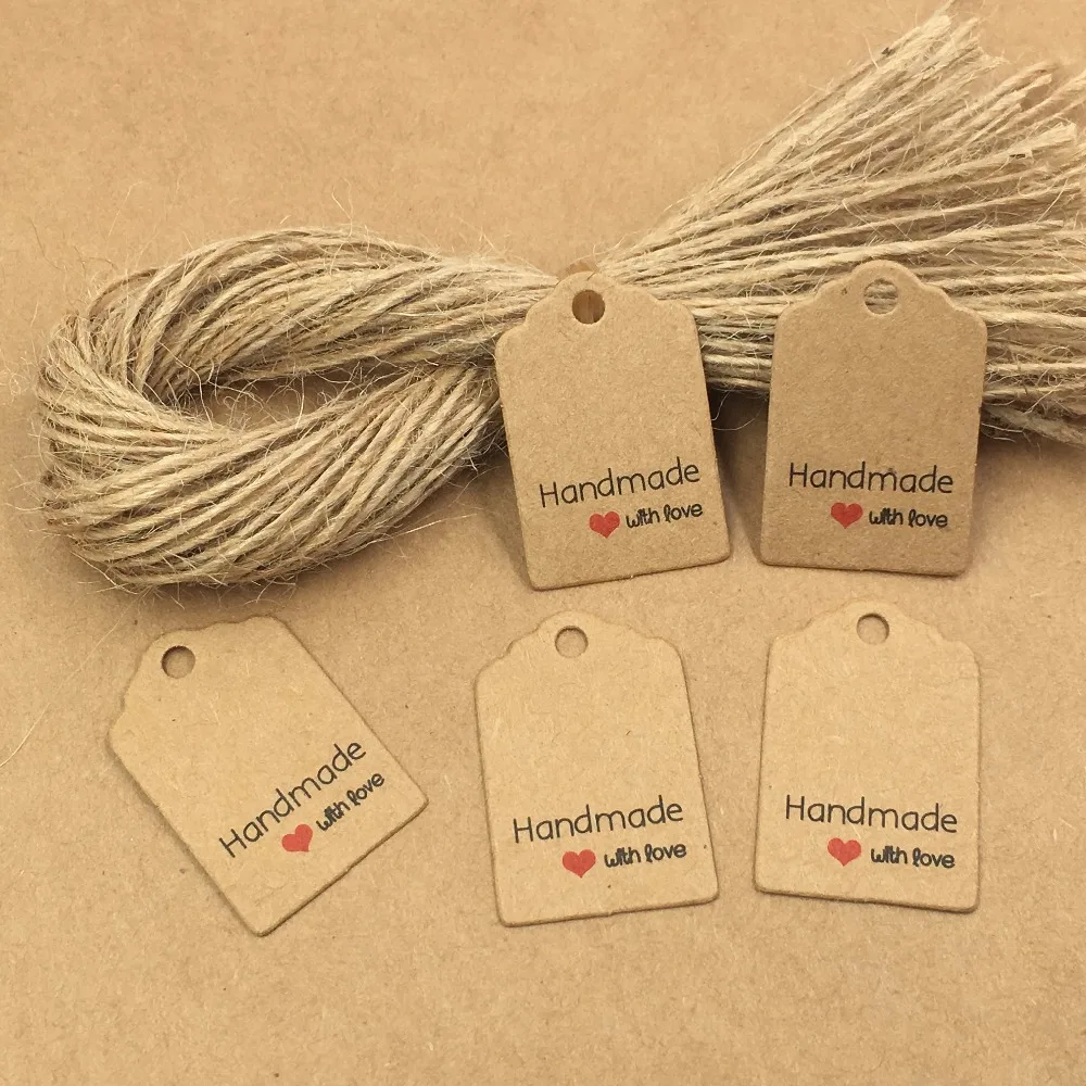 3x2cm 0pcs s With 0pcs Strings Hand Made With Love Kraft For Thank You Gift Box And Paper Cards For Gift Hang s Thank You tags With Strings Aliexpress